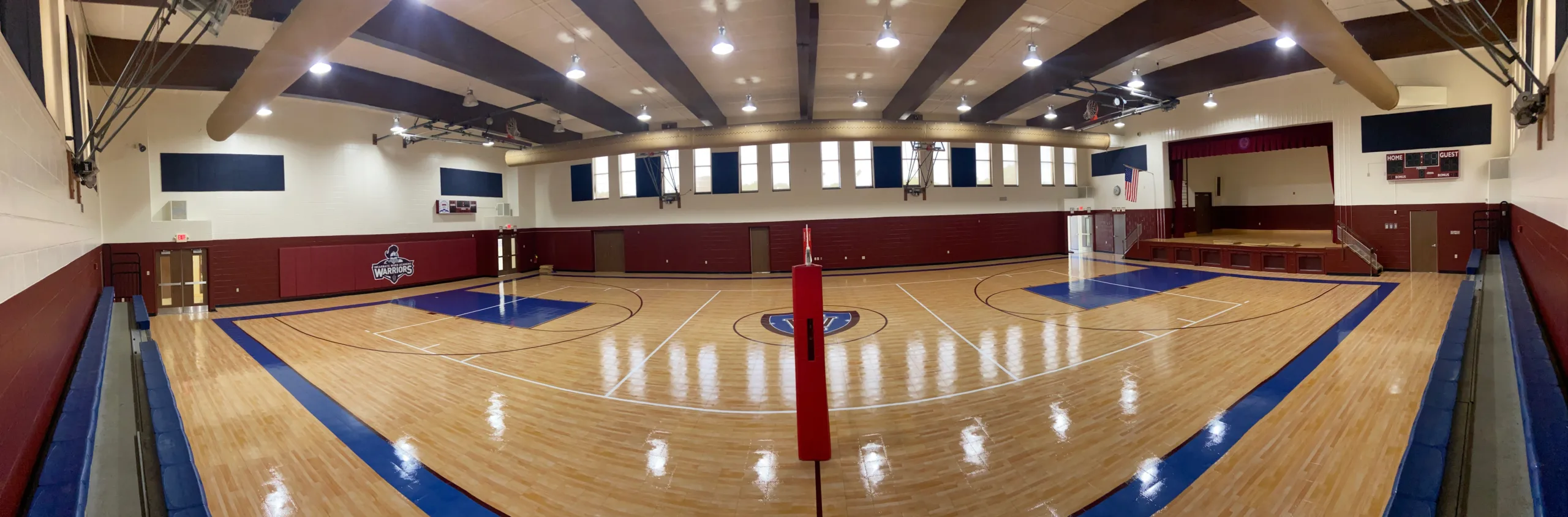 Panoramic view of a school gymnaisum