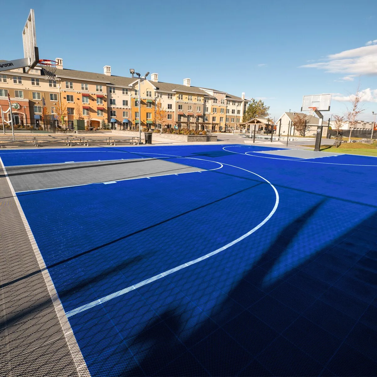 Outdoor facility multi-sport court on a sunny day